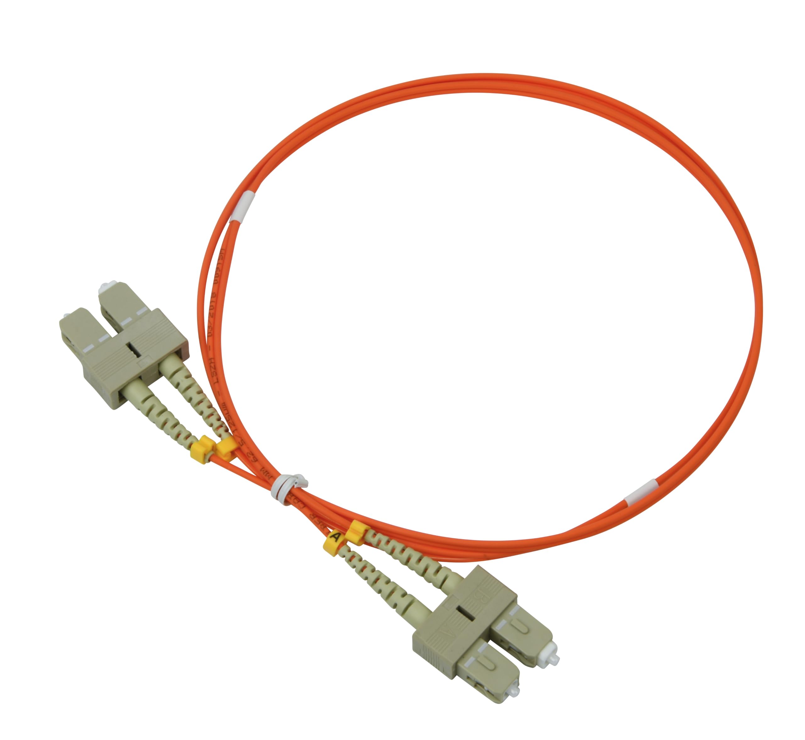 Labgear Fibre Optic Cable 1m - SC to SC Multimode Duplex OM1 LSZH Digital Audio Fibre Patch Cable, 10Gb/Gigabit Data Rate, High-Performance Networking, Orange