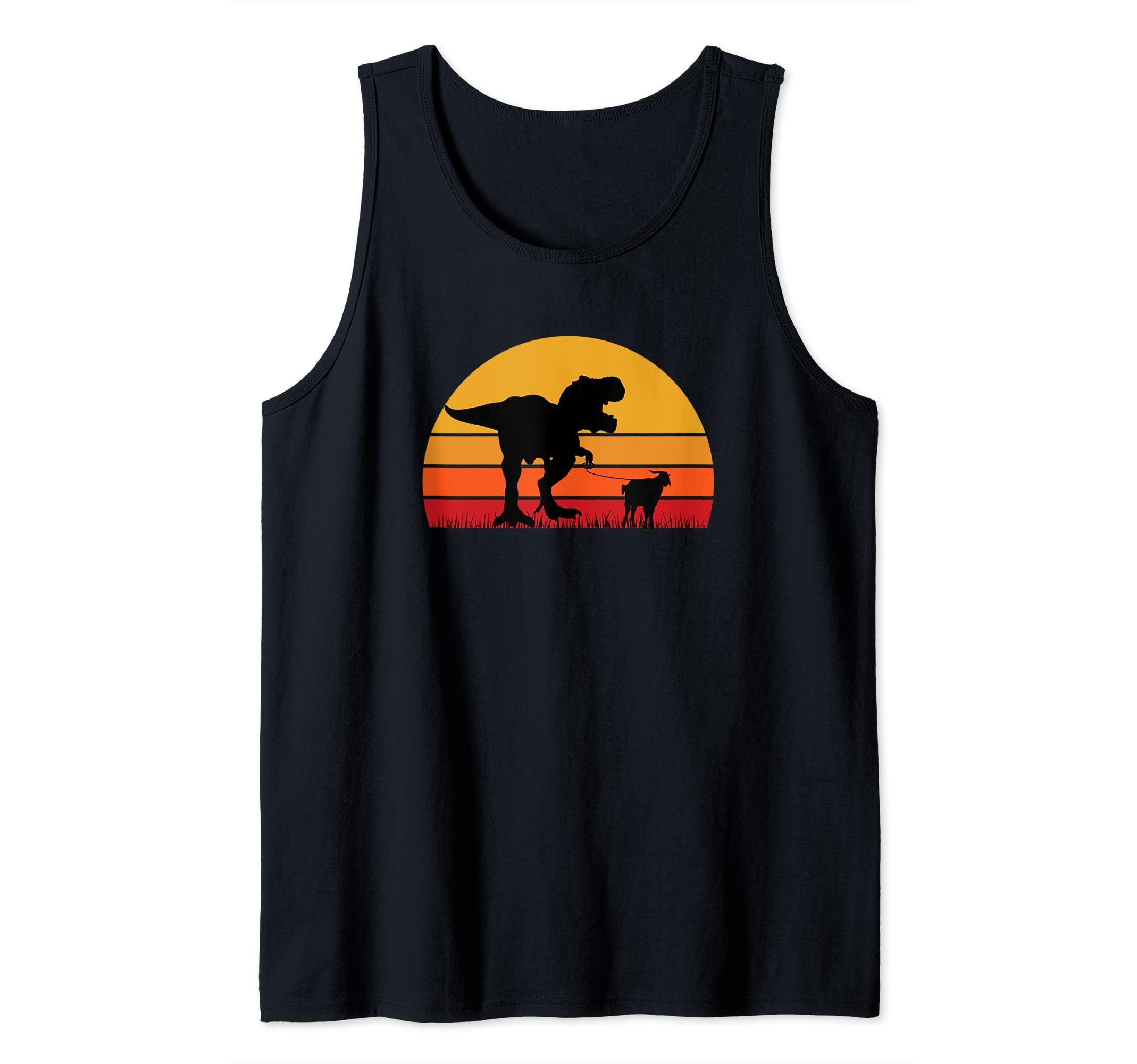 Dinosaur Walking a Goat - T Rex Trex Tyrannosaurus Dino Tank Top