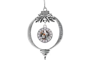 Inspired Silver - Motorcycle Lovers Charm Ornament - Silver Circle Charm Holiday Ornaments with Cubic Zirconia Jewelry