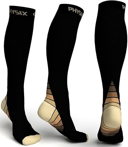 Physix Gear Sport Compression Socks for Men & Women 20-30 mmHg - Athletic Fit