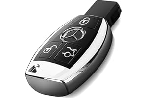 Intermerge for Mercedes Benz Key Fob Cover, Premium Soft TPU Key Case Cover Compatible with Mercedes Benz C E S M CLS CLK G Class Keyless Smart Key Fob_Silver