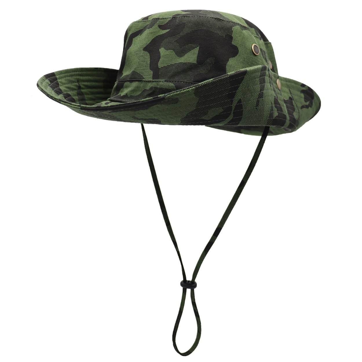 Magracy Mens Camouflage UPF50+ Sun Hats Wide Brim UV Protection Safari Hat Unisex Bucket Boonie Hat Fishing Hats Army Green