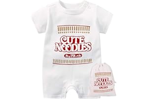 YSCULBUTOL Baby Twins Bodysuit Funny Ramen Outfit Noodle Funny Romper Baby Costume Jumpsuit Hat Bags