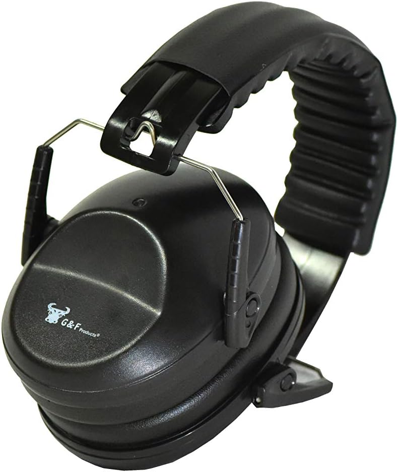 Earmuffs hearing protection with low profile passive folding design 26dB NRR and reduces up to 125dB, black - - 