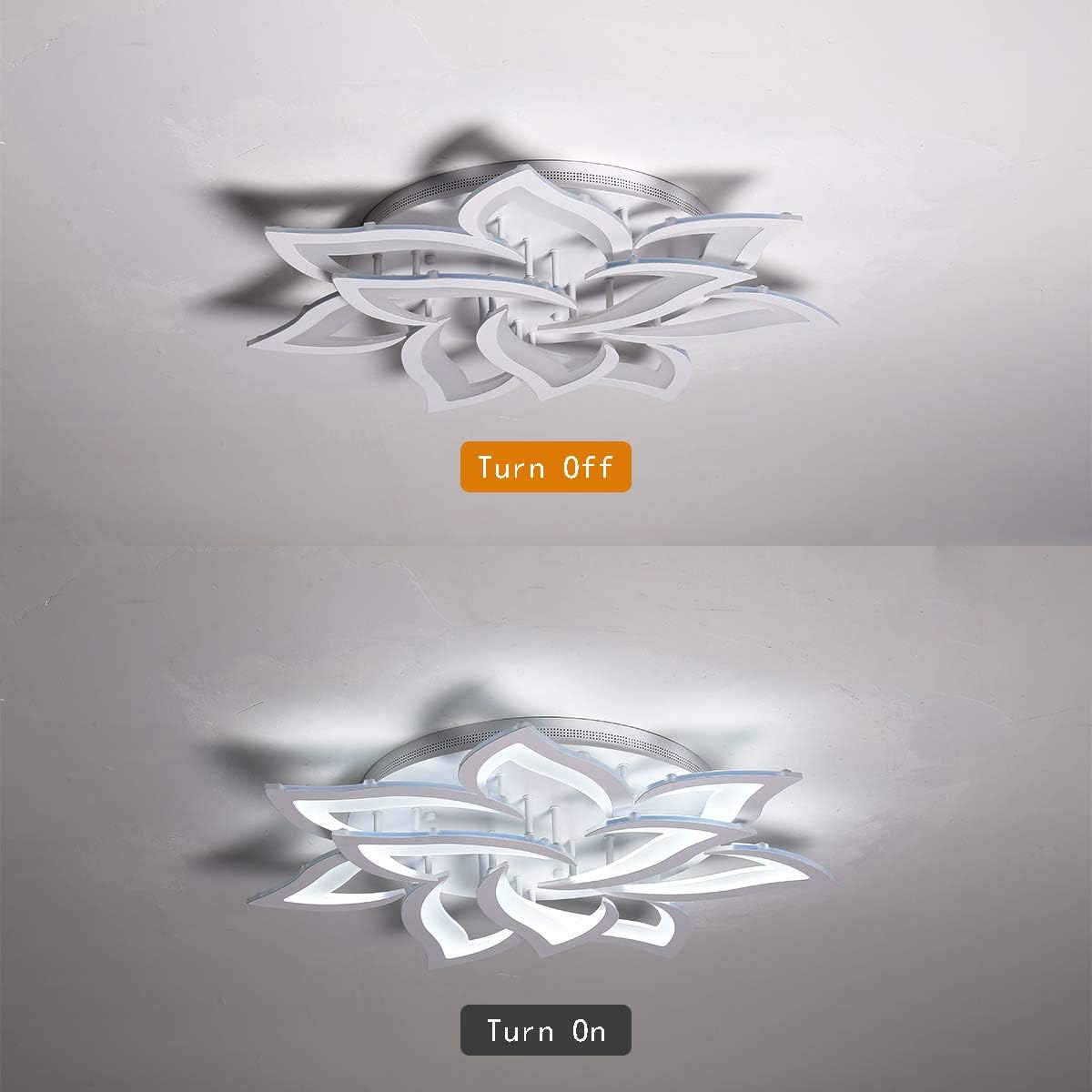 Garwarm LED Ceiling Light 72W 10 Heads Petal Modern Flush Mount Acrylic Ceiling Lamp Chandelier Lighting Fixture for Living Room Bedroom Kitchen, Cool White 6500K - - 