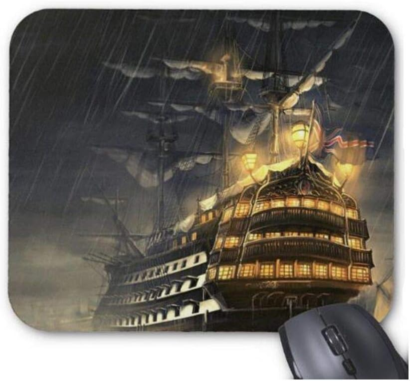 Bright Light Driving in The rain Pirate Ship Mouse pad 9.8x7.8In