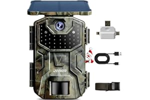 iZEEKER Solar Trail Camera 4K 30fps 48MP, Game Camera with Night Vision Motion Activated, 2600mAh Battery, No WiFi, IP66 Wate