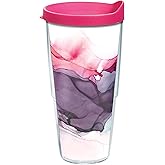 Tervis Inkreel Fluid Pink Made in USA Double Walled Insulated Tumbler Travel Cup Keeps Drinks Cold & Hot, 24oz, Classic
