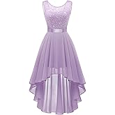 BeryLove Sequin Wedding Guest Formal Cocktail Dresses Prom Party Lace High Low Bridesmaid Elegant Dress