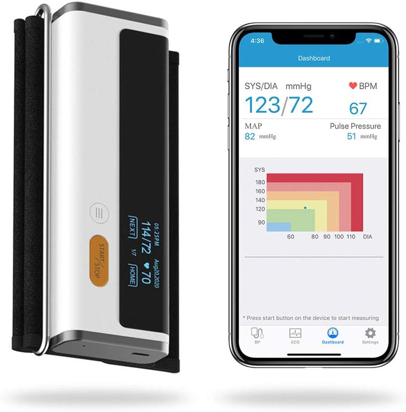 Wellue Armfit Plus Blood Pressure Monitor Bluetooth, Upper Arm Cuff, Accurate Digital BP Machine, Heart Health Monitoring Device, Free for iOS & Android