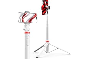 Eicaus 72'' Phone Tripod, Tripod for iPhone & Selfie Stick Tripod with Phone Mount and Remote - Upgraded, Stable, and Portable Tripod for iPhone 15/14/13, Android, Cameras and Action Cameras(White)