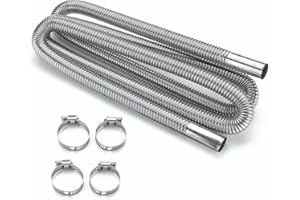 118.1inch 300cm Stainless Steel Exhaust Pipe with 4PCS Pipe Clamps Flexible Heater Exhaust Hose for Parking Air Heaters Gener