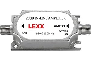 Inline Digital Satellite TV Amplifier Signal Booster for Bell, Directv, Dish Network, Shaw, Free to Air, FTA (Single)
