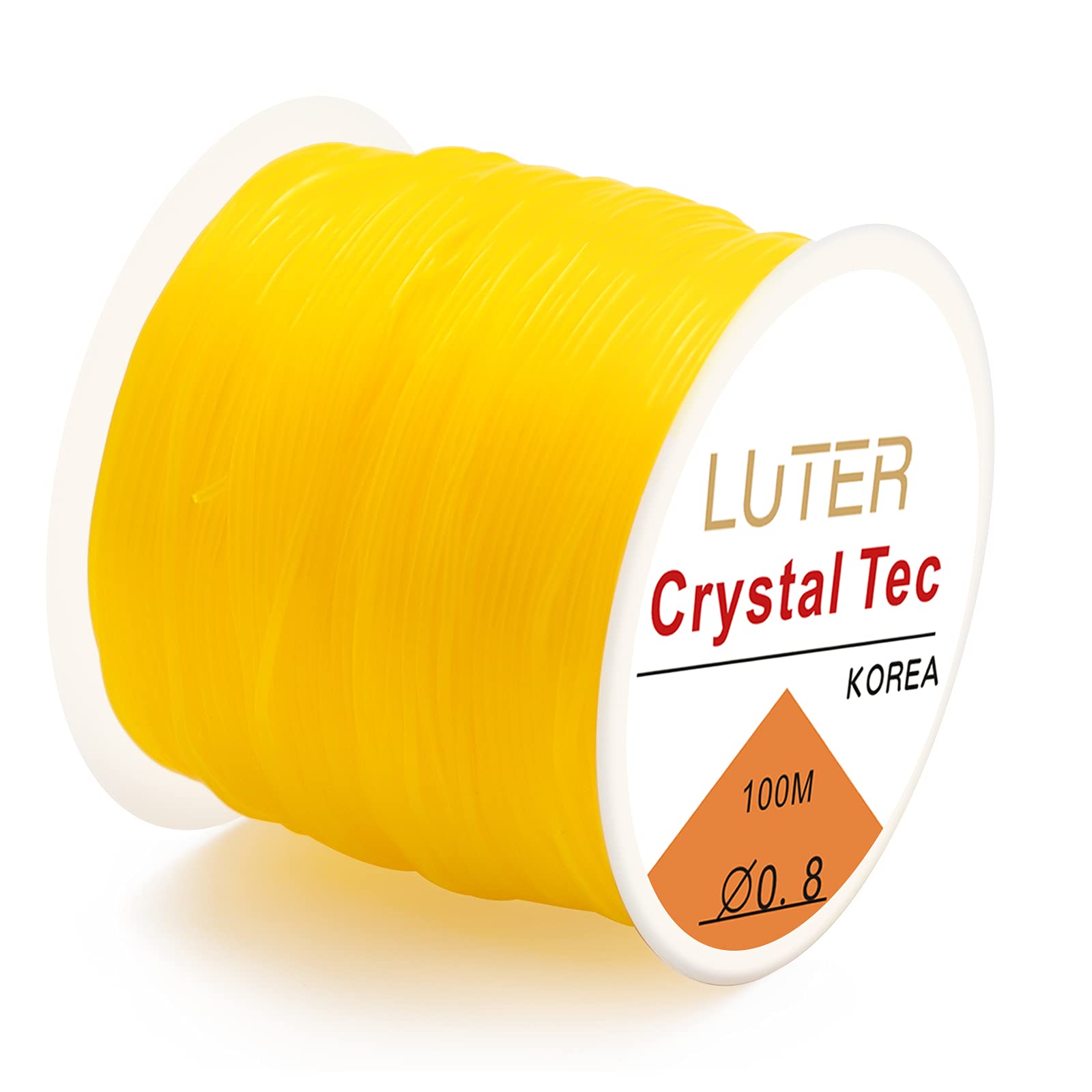 LUTER 0.8mm Elastic String Crystal Elastic Cord Stretchy Bracelet String for Jewelry Making Necklace Bracelet Beading Thread (164ft) (Yellow)
