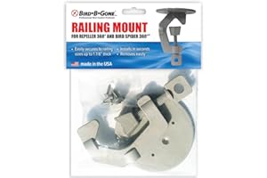BIRD·B·GONE Bird B Gone - Railing Mount - Adjustable Clamp-On Design for Bird Spider 360 & Repeller 360 - Fits Rails up to 1-7/8" - for Boat Railings, Pole Fences, & More - Easily Removable - Hardware Included