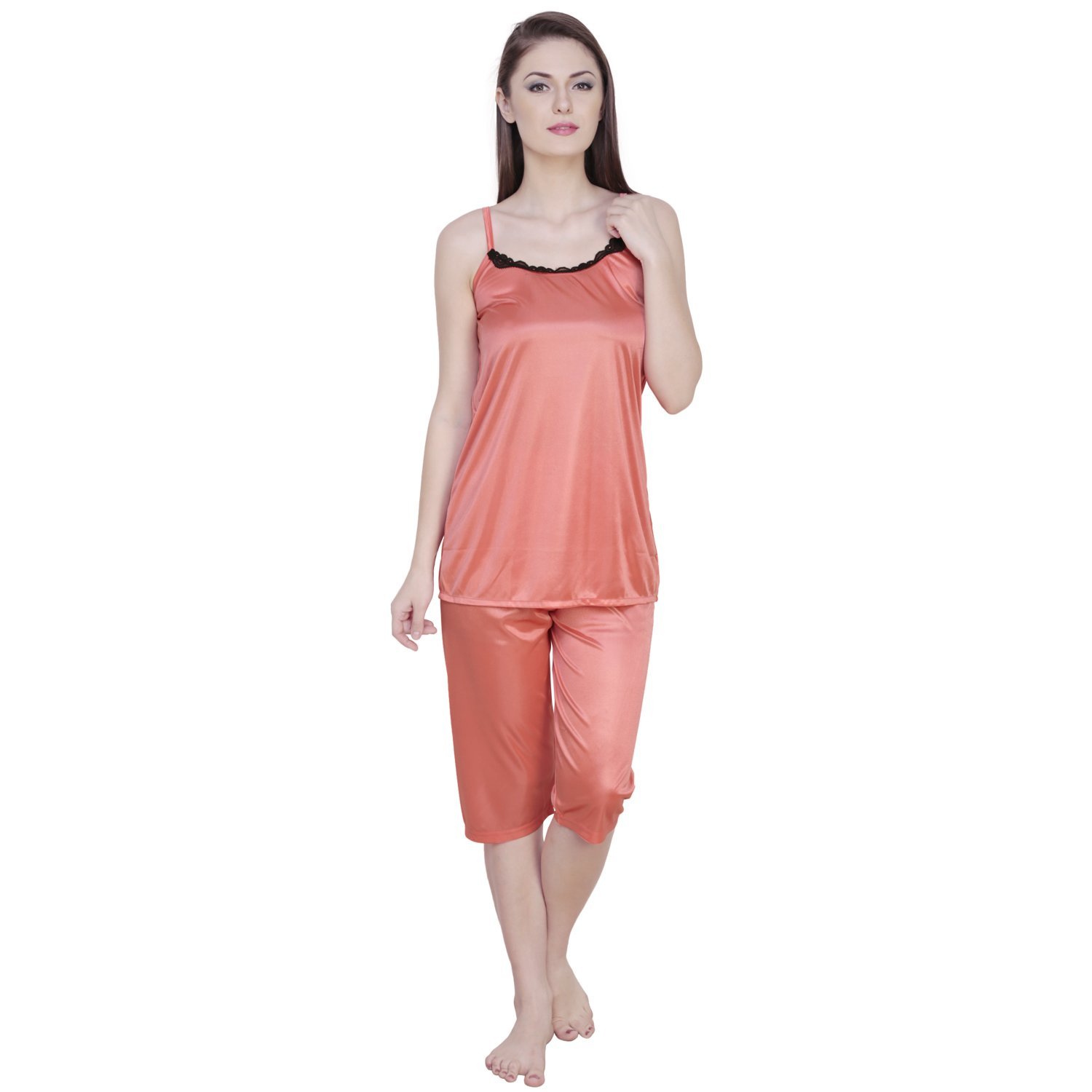claura satin stylish capri and top