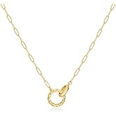 Gold Interlocking Ring Link Chain Necklace 14K Gold Plated Trendy Circle Pendant Paperclip Chain Choker Necklace Jewelry Gifts