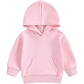 Lukivech Toddler Baby Boy Girl Hoodies Solid Color Long Sleeve Kangaroo Pocket Hooded Sweatshirt Top Fall Winter Clothes
