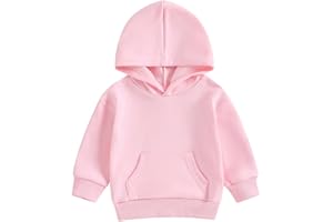 Lukivech Toddler Baby Boy Girl Hoodies Solid Color Long Sleeve Kangaroo Pocket Hooded Sweatshirt Top Fall Winter Clothes