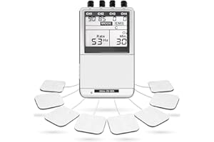iSTIM EV-805 TENS EMS 4 Channel Rechargeable Combo Machine Unit - Muscle Stimulator + Back Pain Relief and Management- 24 Programs/Backlit (Including Electrodes Pads)