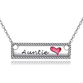 YFN Auntie Necklace Sterling Silver Bar Aunt Pendant Necklace Aunt Jewelry Auntie Gift for Women