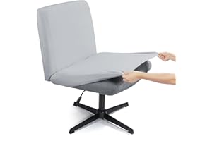 Iauddy Armless Criss Cross Office Desk Chair Cover Slipcover,Accent Mid Back Wide Swivel Task Vanity Slipper Chair Protector Stretch Removable without Arms for Accent Chair