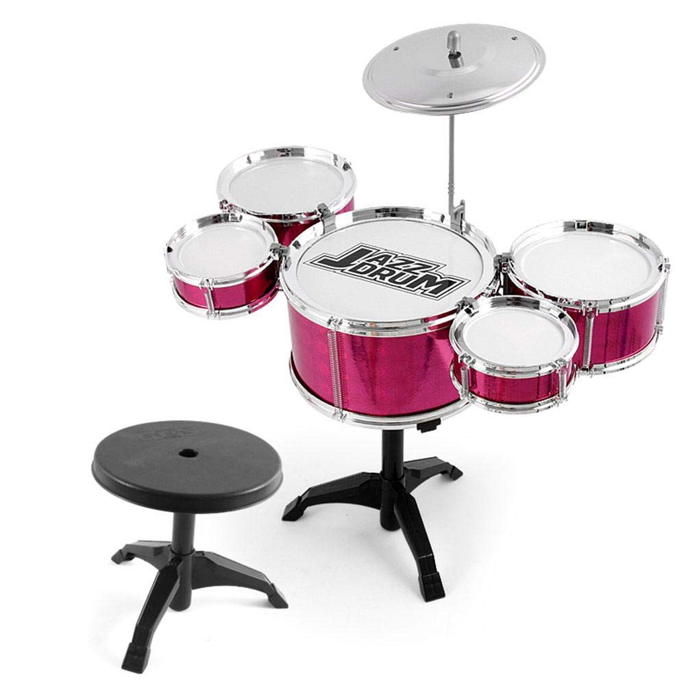 Batteria Giocattolo Per Bambini Costway - Con Tastiera, Microfono E Sgabello - Rosso, 3+ Anni - Foto 13