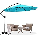 ABCCANOPY 10FT Cantilever Patio Umbrella with base included, 360° Rotation Outdoor Offset Umbrella for Backyard, Deck, Poolside (Turquoise)