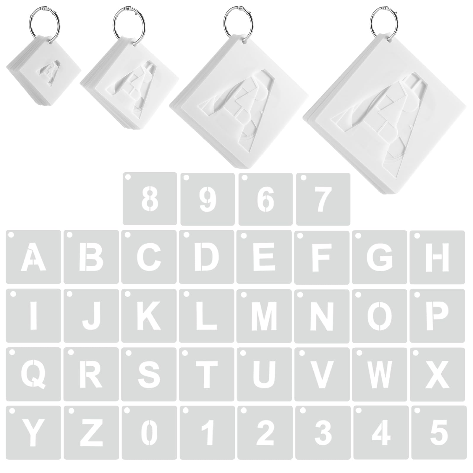 Photo 1 of *Missing Parts - Check clerk notes*
Affrolling 144 Pcs Letter and Number Stencils 4 Sizes Alphabet Number Templates Reusable Plastic Stencils for Painting on Wood, Walls, Fabric, Signs, Doors, DIY Art and Craft Projects(1,2,3,4 Inch)