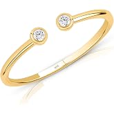 Solid 10K Yellow Gold Open Bezel Diamond Bezel Ring for Women Size 6 to 8 | Hypoallergenic Solid Gold Lab Grown Diamond Ring for Women | Anti Tarnish 10K Gold Ring by MAX + STONE