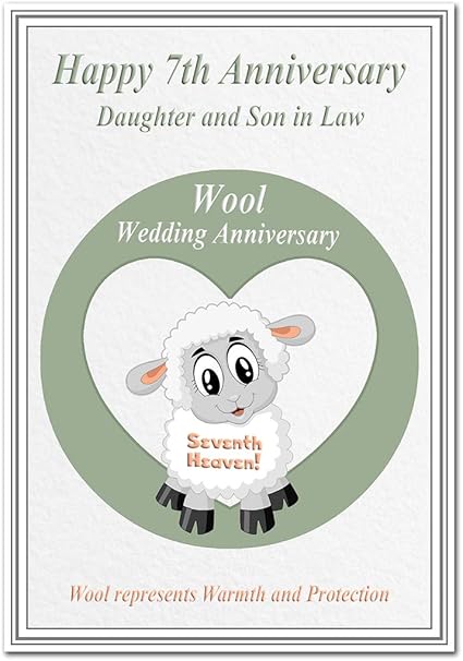 7th Wedding Anniversary Cards Wool Seven 7 Year Happy Unique Woollen Greeting Daughter And Son In Law Card Cute Sheep Amazon Co Uk Office Products