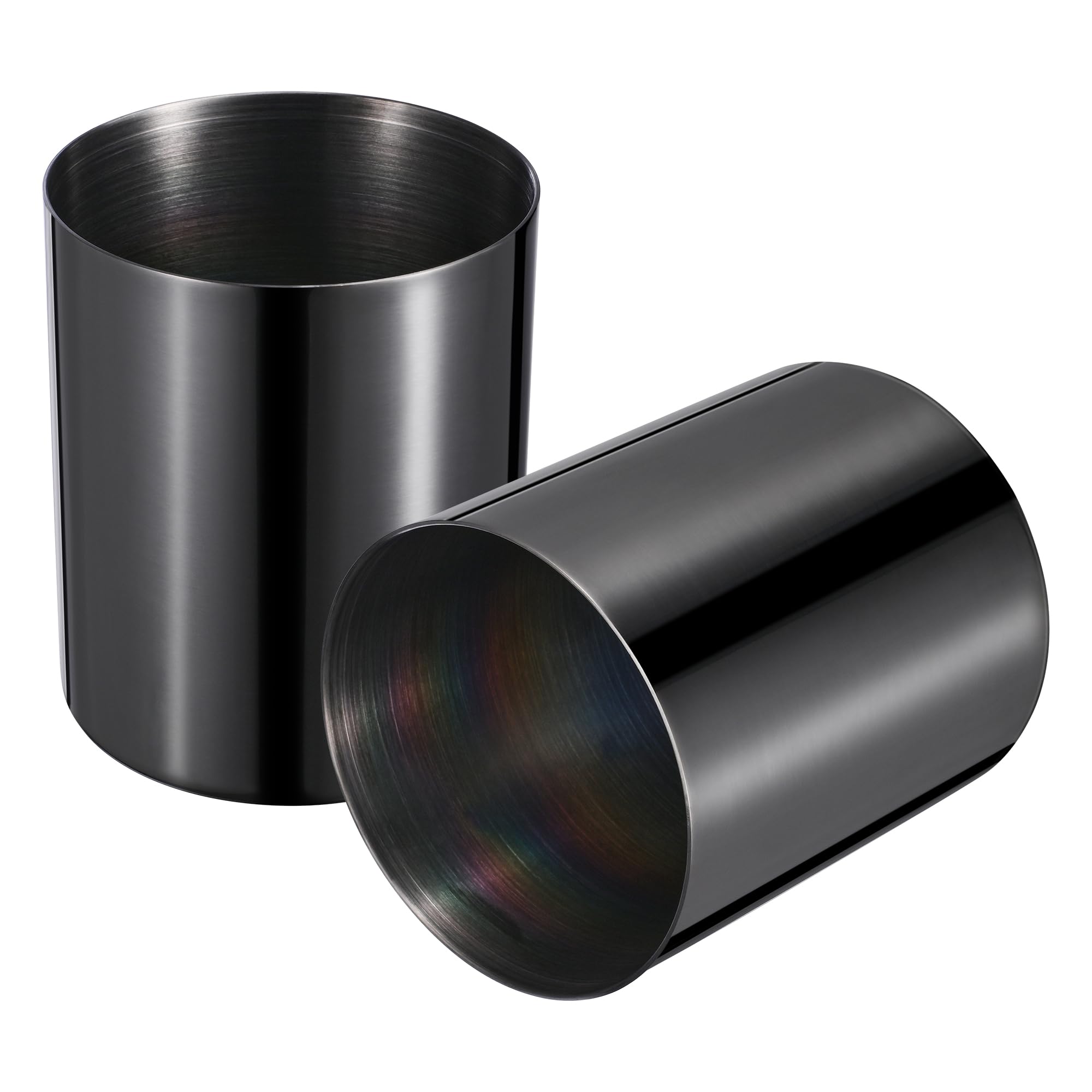 luvtree 2 Pieces Black 304 Stainless Steel Pen Holder,Desk Stationery Organizer,Makeup Organiser Brush Holder,Vanity Desktop Bathroom Countertop Accessories. Vacuum-coated, Resistant to Fading.