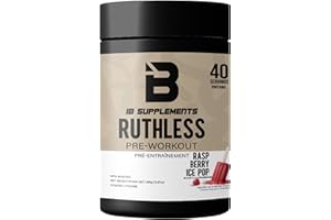 Iron Brothers Ruthless High Stim Pre Workout Powder – Blue Raspberry Flavor – 7g Citrulline Malate, 3.2g Beta Alanine & Dual 