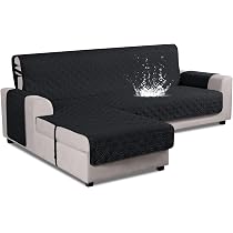 VANSOFY Sectional Couch Covers 100% Waterproof L Shaped Sofa Slipcover 3pcs Reversible Chaise Lounge Cover For Sectional Sofa Furniture Protector Cover For Pets Dog Cat(X Large, Black