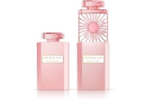 LIGHTDESIRE Handheld Fan with Crystal Stones, Mini Personal Fan Quiet Retractable, Cooling Portable Fan Rechargeable 3 Speeds Mode, Lady Small Fan for Desk Travel Makeup, Best Gifts for Women(Pink)