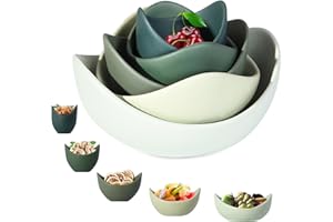 Notakia Salad Bowls, 5 Packs Serving Bowls Porcelain,Lotus Shaped Pasta Bowls, Dishwasher & Microwave Safe, Unique Ceramic Bo