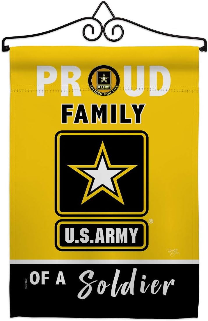 Breeze Decor Proud Family Soldier Garden Flag Set Wall Hanger Armed Forces Army Rangers United State American Military Veteran Retire Official House Banner Small Yard Gift Double-Sided, Made in USA