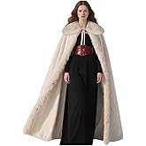 L'VOW Viking Fur Cloak Renaissance Fur Cape Velvet Cloak Medieval Cosplay Costume Women Men