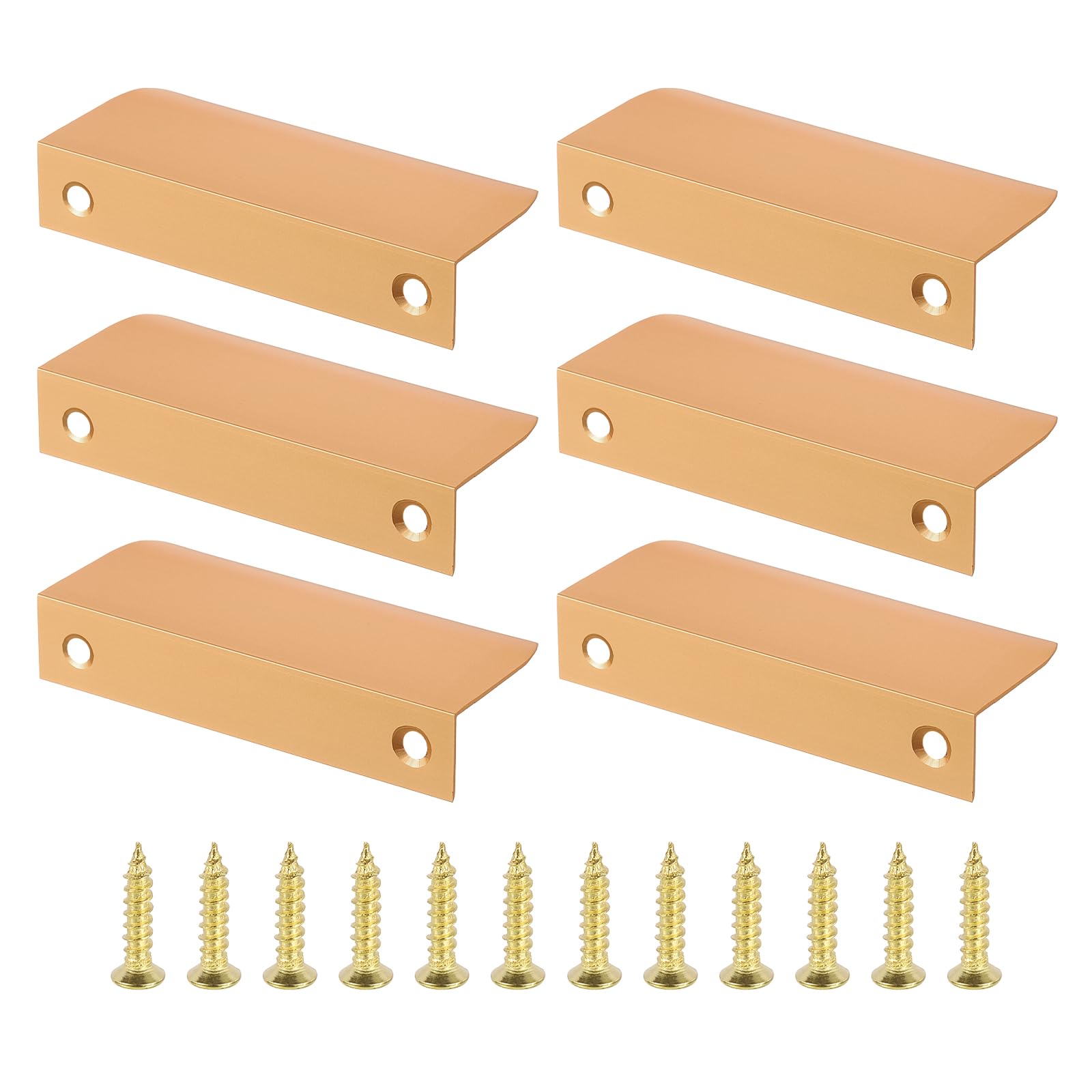 PATIKIL Mount Finger Edge Pull, 6 Pack 80mm/3.15" Aluminum Alloy Concealed Handle Cabinet Edge Pulls with Screws for Home Kitchen Furniture Door Drawer, Gold