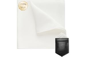 VICHERIA Pocket Squares for Men 19 Momme Mulberry 100% Silk with Leather Holder 10x10 Inch Luxury Handkerchief for men's Suit