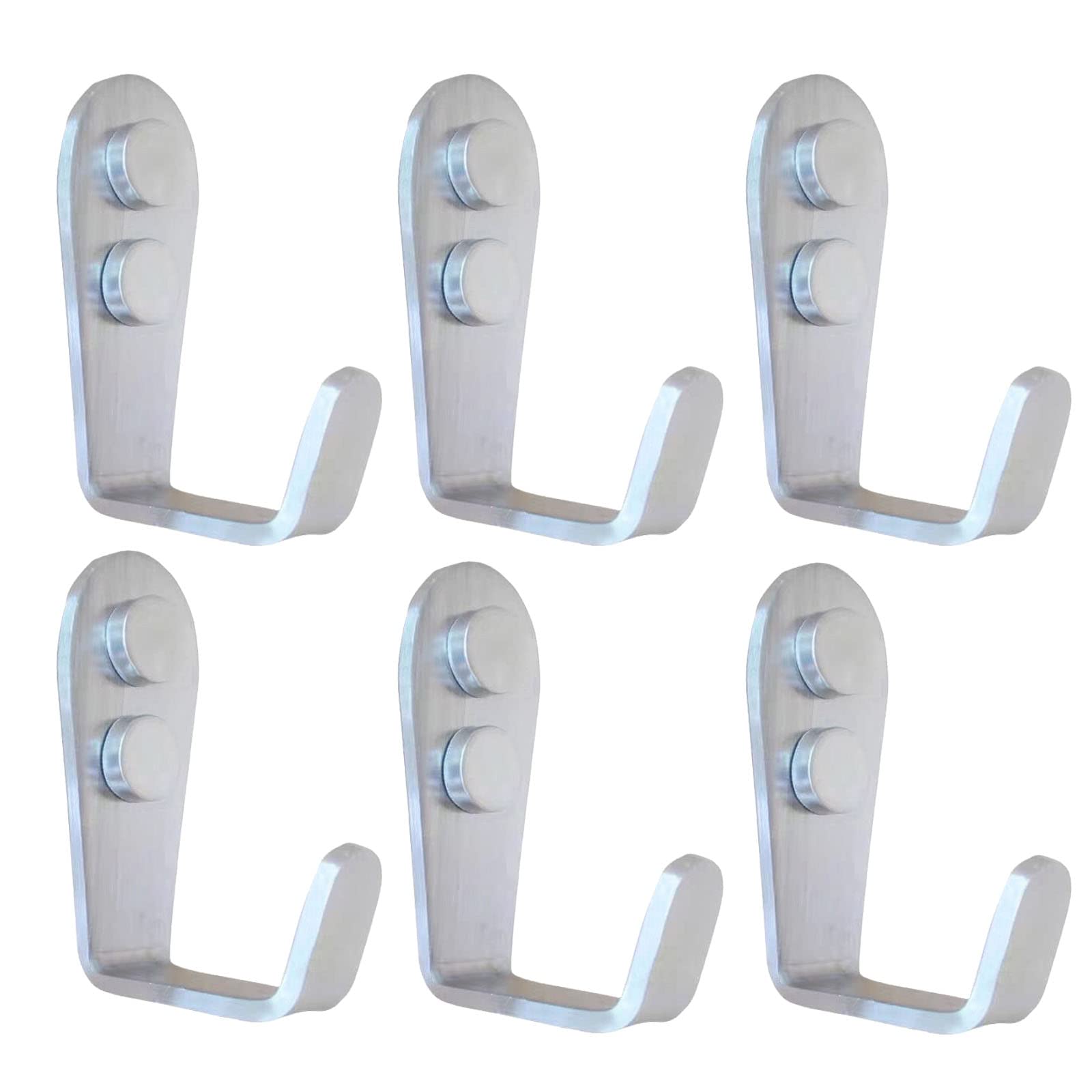 Beilala Coat Hooks Wall Mounted, 6 Pack Brushed Stainless Steel Door Hooks Heavy Duty Single Wall Hook, Large L Metal Hook for Clothes Robe Towel Hat Bag Key Cup