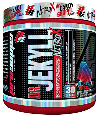 Pro Supps Dr. Jekyll NitroX Intense Pump Pre-Workout Powder (Blue Razz Popsicle Flavor), Powered By Nitrosigine, 30 True Servings, Insane Muscle Pumps, Ridiculous Focus 10.3 oz net weight