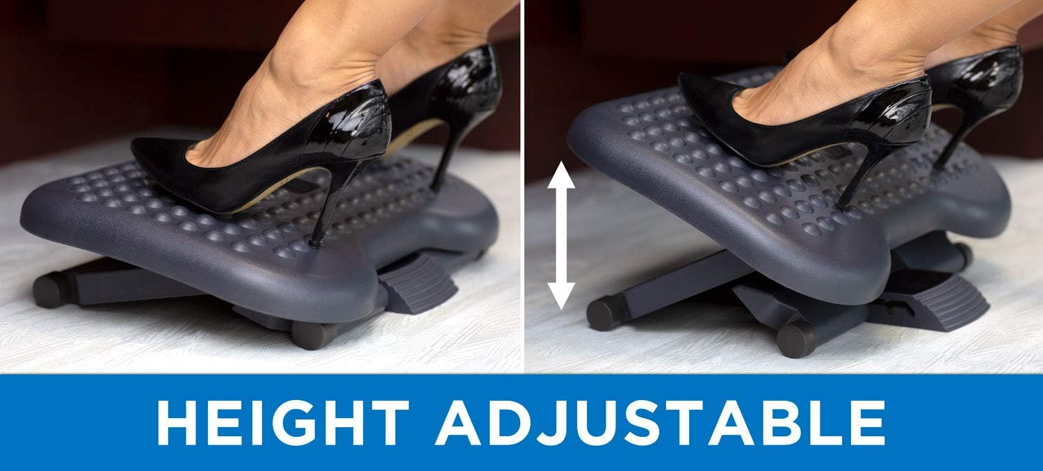 Mount-It! Ergonomic Under Desk Footrest | Height Adjustable Office Foot Rest with 3 Height Levels | Tilting Foot Stool | Home Office Footrest with Massage Surface for Improved Circulation (MI-7801) : Office Products