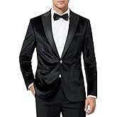 WYWK Men's Velvet Blazer One Button Casual Tuxedo for Men Blazer Lapel Prom Party Wedding Banquet
