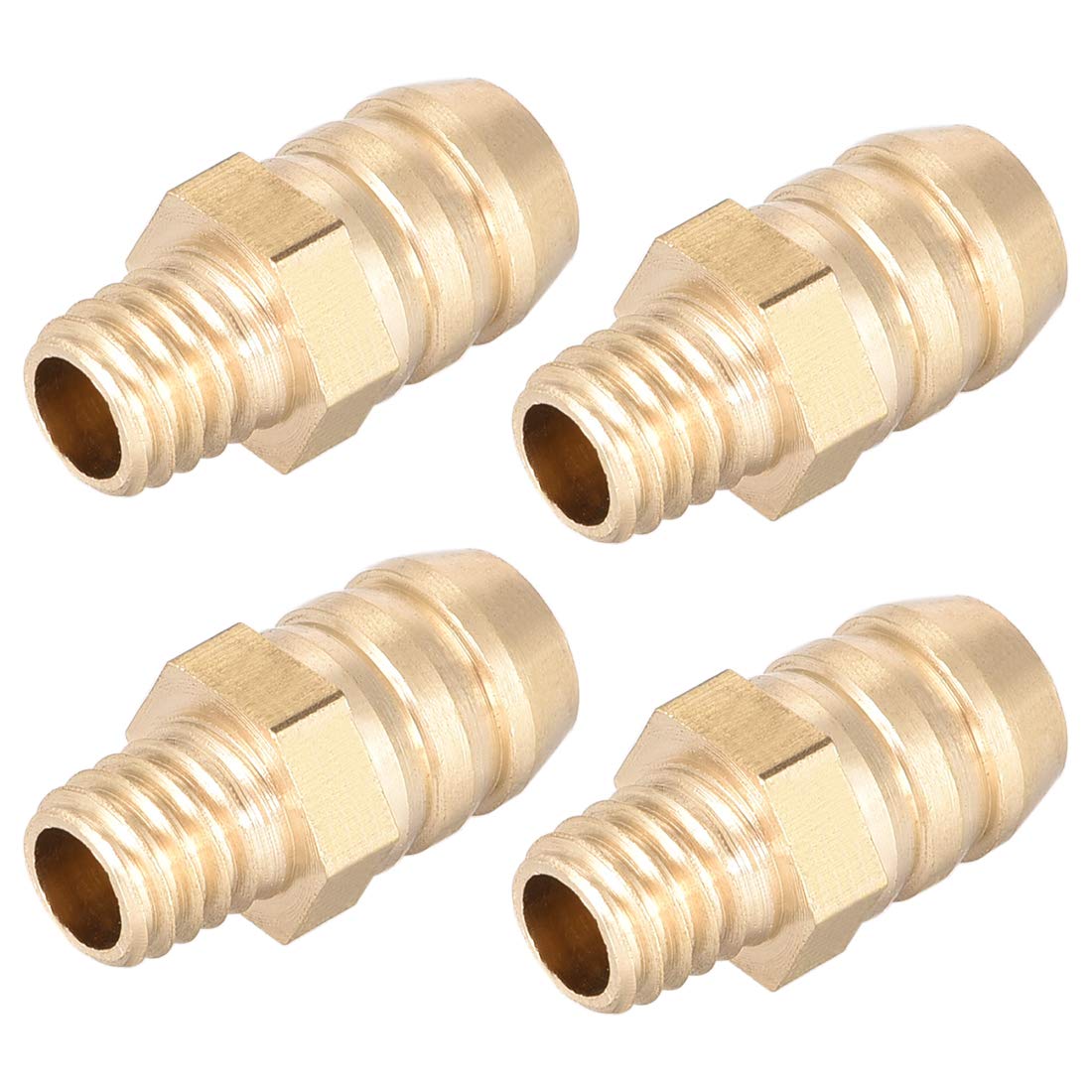 Photo 1 of uxcell Brass Fitting Connector Metric M6-1 Male to Barb Fit Hose ID 8mm 4pcs