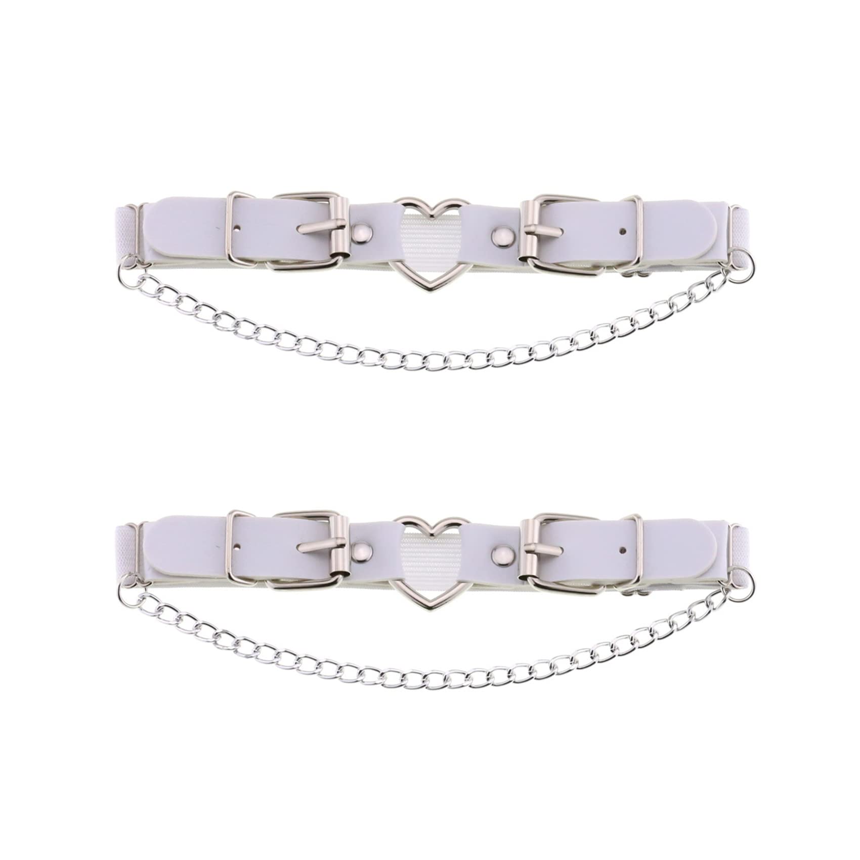 alisikee 2 Pieces Leather Leg Garter with Chains, Elastic Rock Heart Thigh Garter for Women