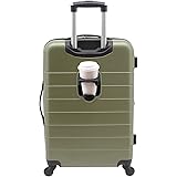 Wrangler Smart Luggage Set with Cup Holder and USB Port, Olive Green, 20-Inch Carry-On