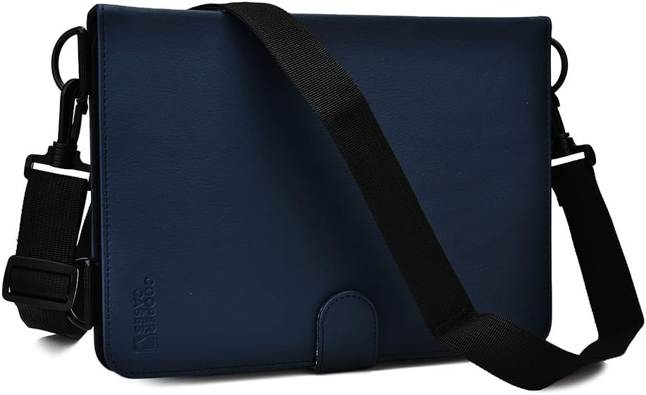 Cooper Magic Carry Shoulder Strap Case for Samsung Galaxy Note 10.1 2014 | Travel Rugged Shock Proof Protective, Vegan Leather (Blue)