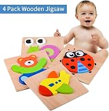 DUDUFLY Wooden Puzzles for Toddlers 1-3 Years Animals Vehicles Gift view 6