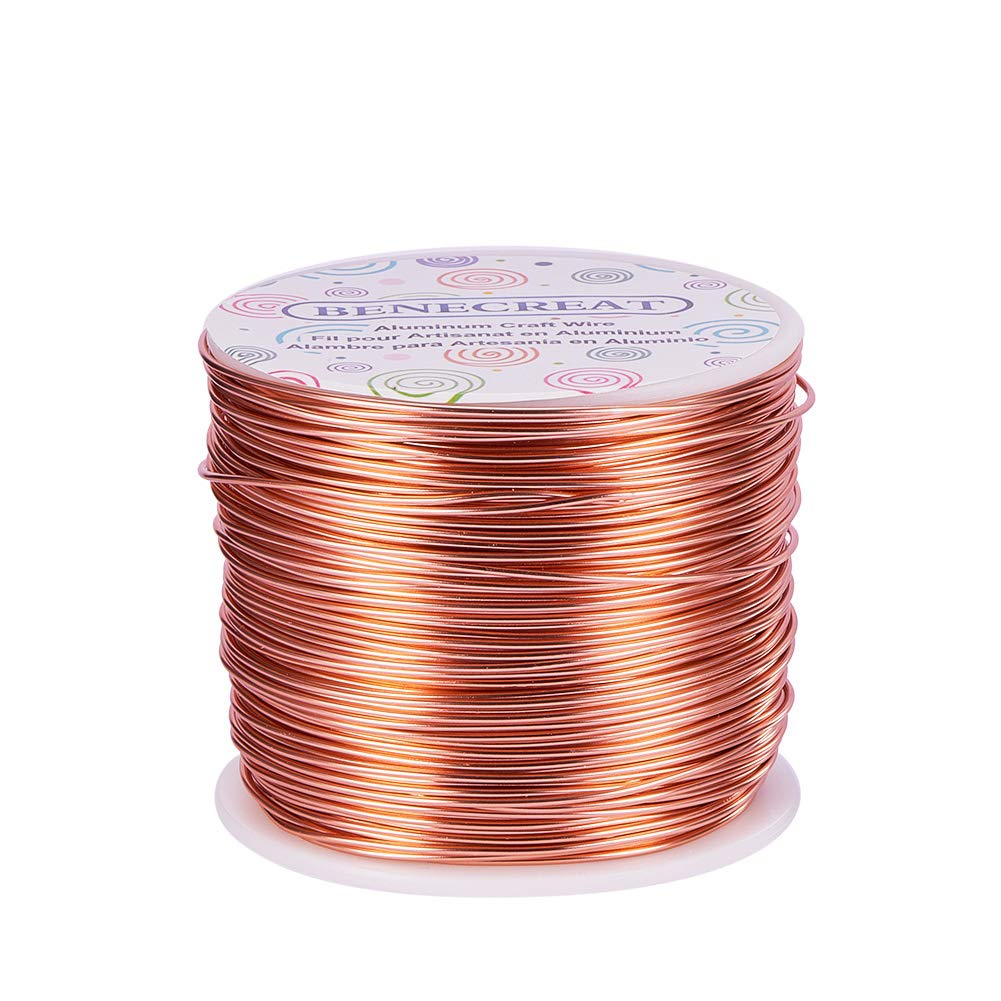 BENECREAT 18 Gauge(1mm) Bendable Aluminum Wire 492 FT(150m) Anodized Jewelry Craft Making Beading Floral Colored Aluminum Craft Wire - Copper